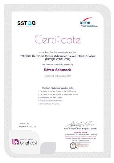 ISTQB® Certified Tester Advanced Level Test Analyst 4.0 (CTAL-TA)